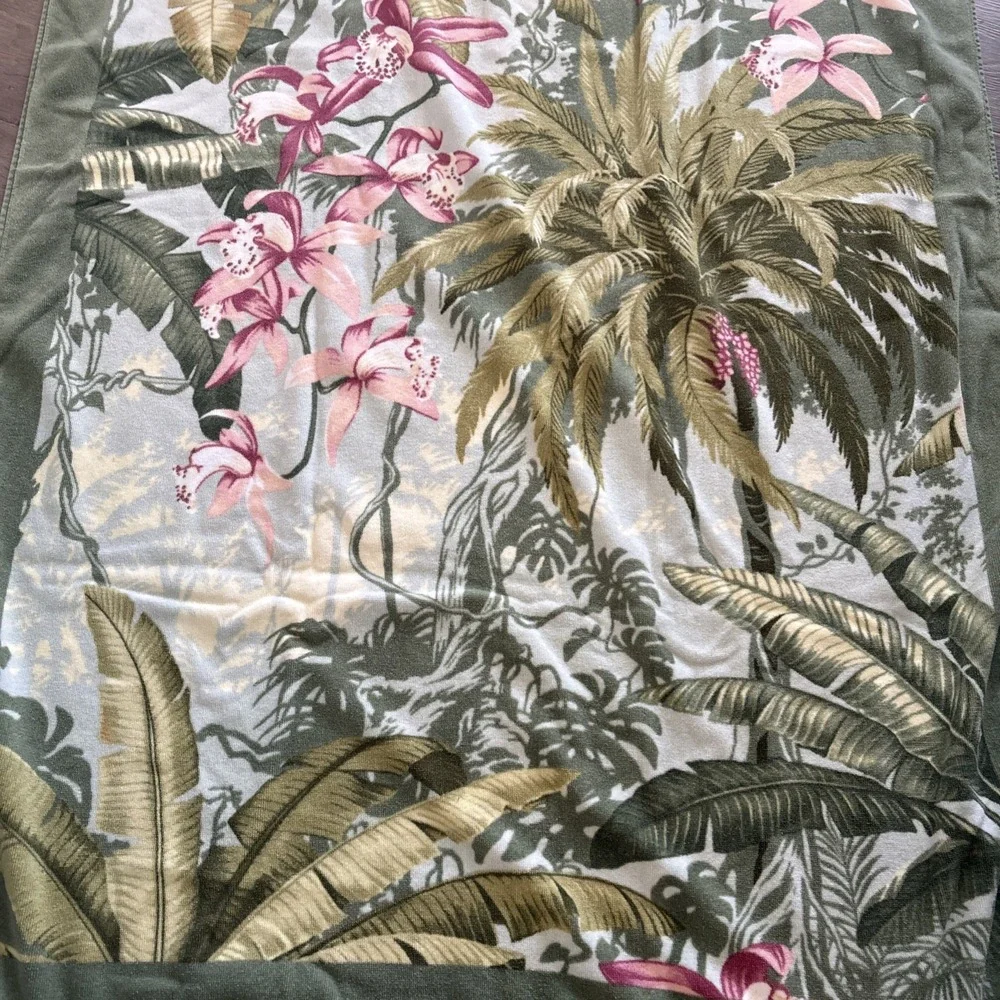 TOMMY BAHAMA Oversized Beach Towel Multicolor Large Tropical Flower Palm trees